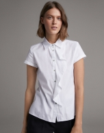 Loose white blouse with short sleeves 