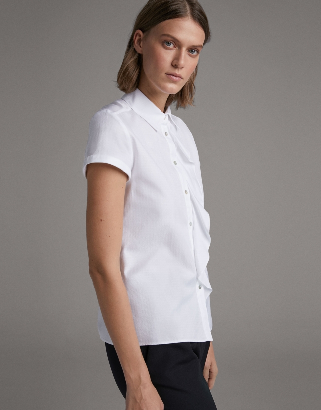 Buy Women White Solid Short Sleeves Shirt Online - 231849