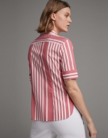 Red striped shirt with short sleeves