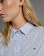 Ultramarine blue striped shirt with short sleeves