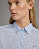 Ultramarine blue striped shirt with short sleeves