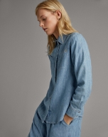 Blue denim men's shirt 