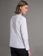 White shirt with Mao collar and front folds