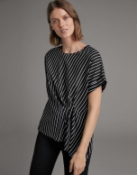 Black pin-striped asymmetric shirt