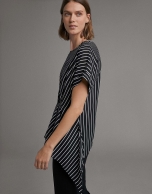 Black pin-striped asymmetric shirt