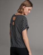 Black pin-striped asymmetric shirt