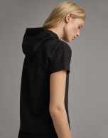 Black hooded sweatshirt with short sleeves 