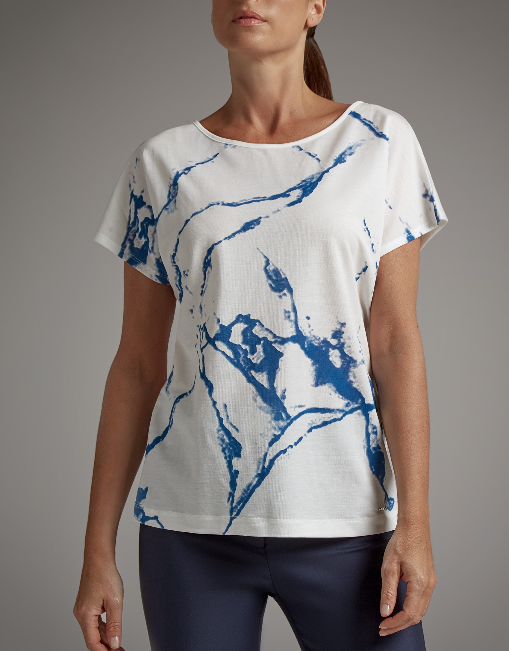 Ultramarine blue top with marble print 