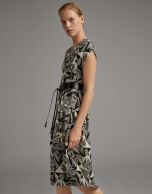 Black midi flowing dress with floral print