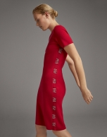 Red knit midi dress with RV jacquard 