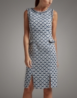 Blue midi dress with geometric print