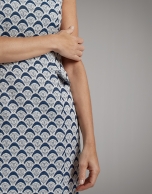 Blue midi dress with geometric print