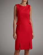 Red piqué midi dress