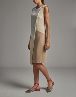 Mink/beige sleeveless asymmetric dress