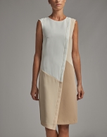 Mink/beige sleeveless asymmetric dress