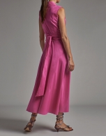 Vestido camisero liso fucsia