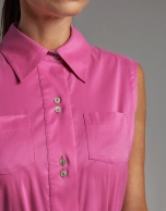 Vestido camisero liso fucsia