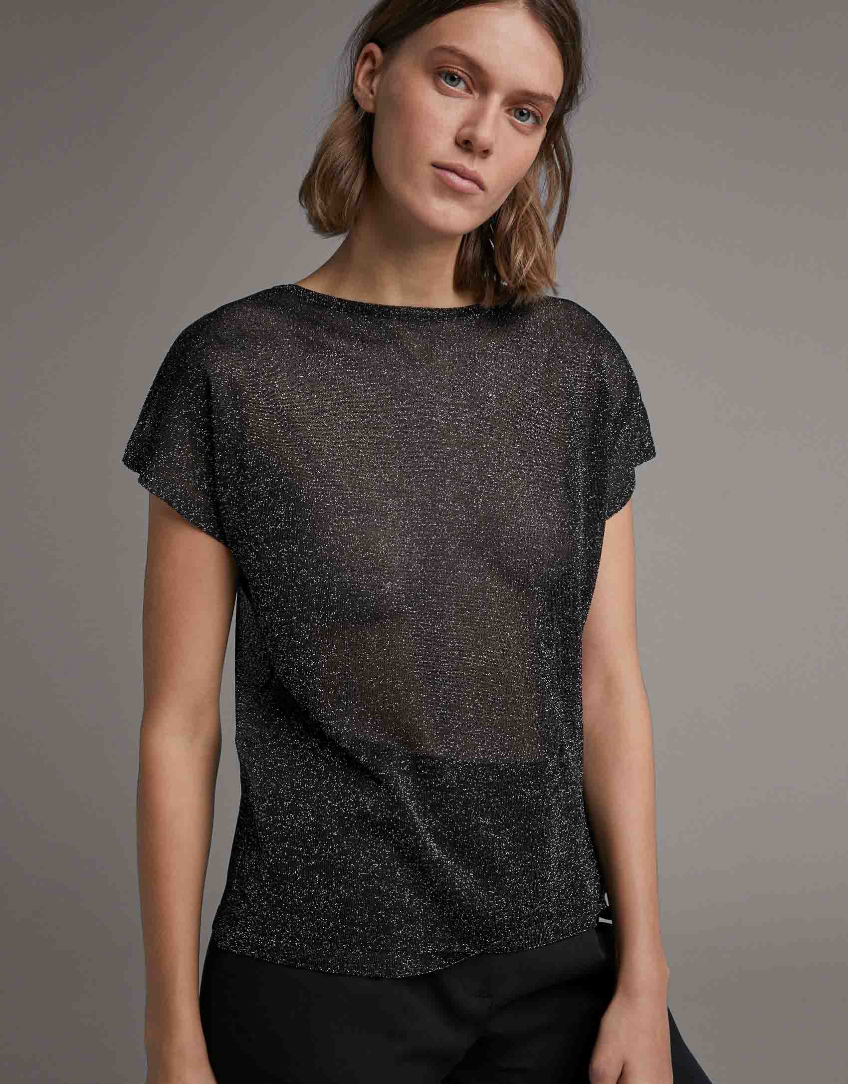 Black transparent lurex sweater