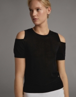 Black sweater with shoulder slits