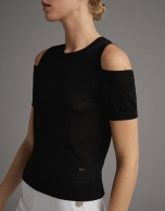 Black sweater with shoulder slits