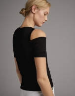 Black sweater with shoulder slits