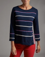 Navy blue sweater with side openings