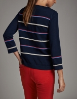 Navy blue sweater with side openings