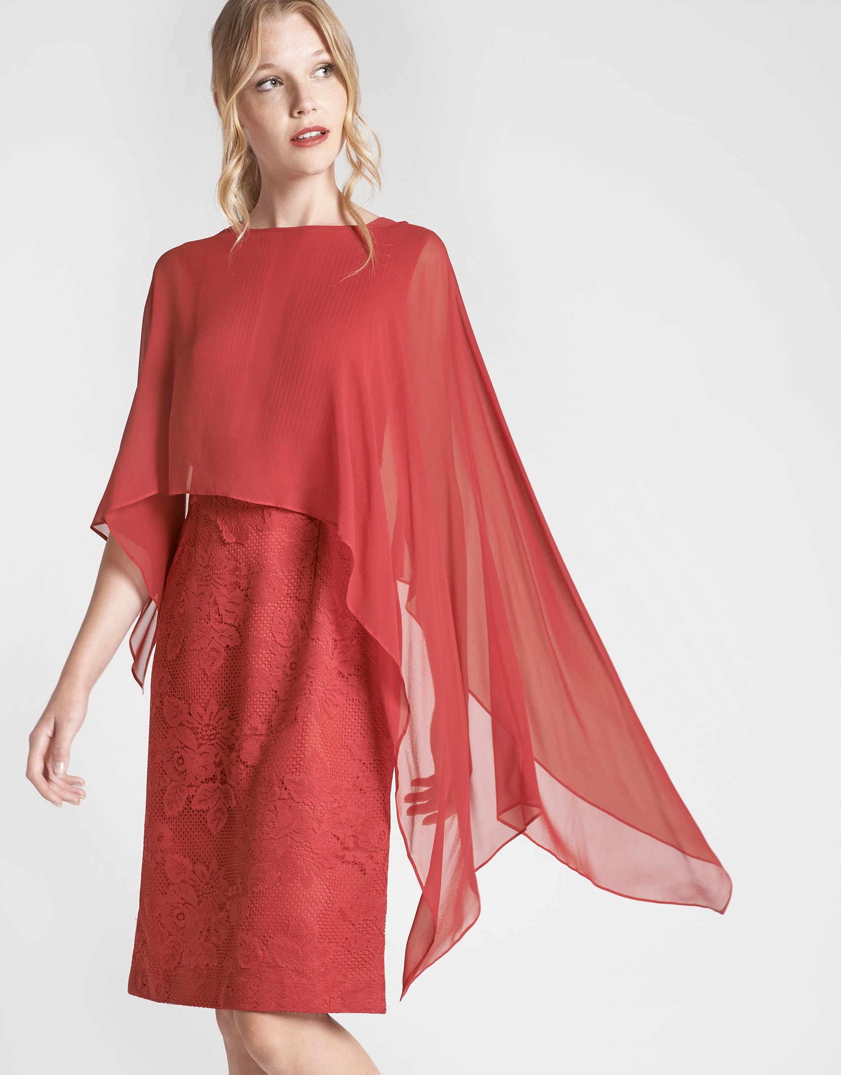 Red silk dressy shawl 