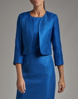 Cobalt blue bolero jacket with open collar