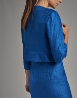 Cobalt blue bolero jacket with open collar