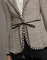 Black and white jacquard suit jacket