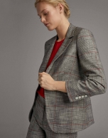 Black and burgundy glen plaid suit jacket 