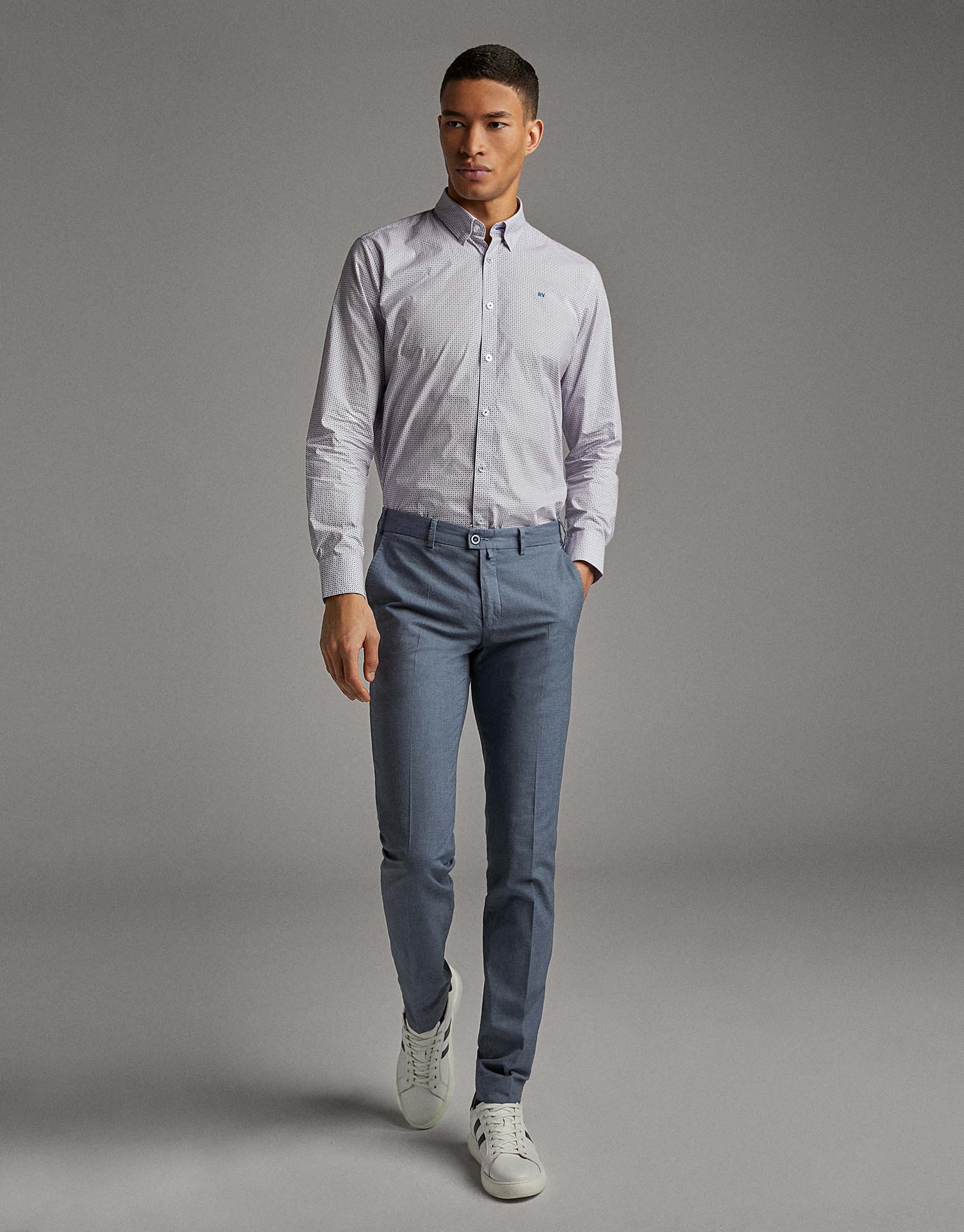 Blue fake plain chinos