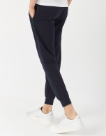 Jogging pants with green side stripe