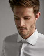 White fake plain structured dress shirt