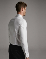 White fake plain structured dress shirt