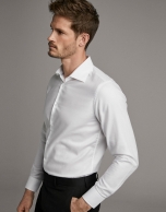 White fake plain structured dress shirt