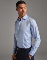 Light blue fake plain structured dress shirt