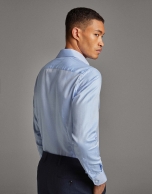 Light blue fake plain structured dress shirt