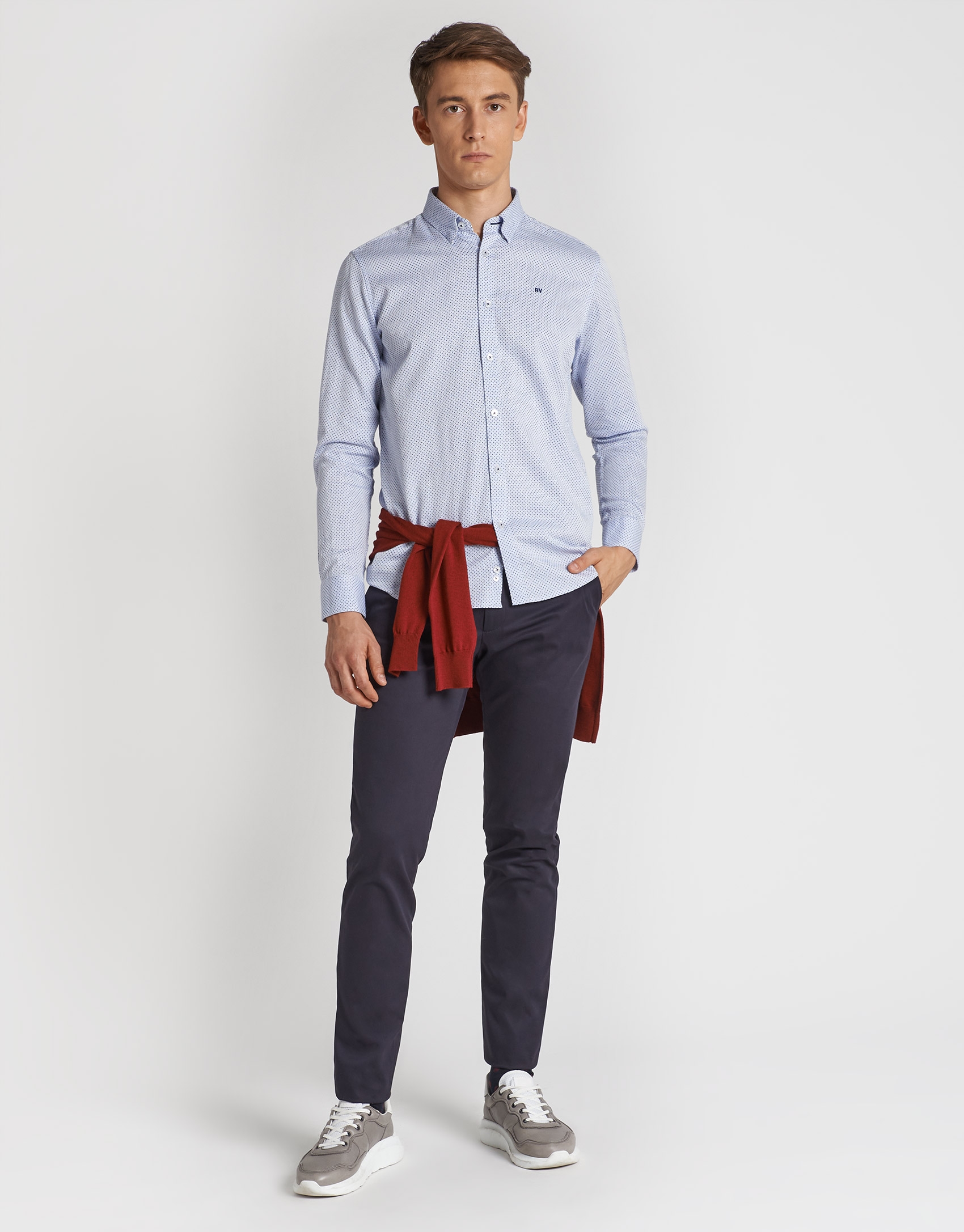 Blue structured cotton sport shirt