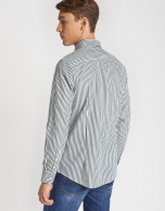 Khaki striped sport shirt