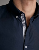 Navy blue poplin sport shirt