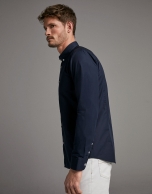 Navy blue poplin sport shirt