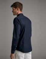 Navy blue poplin sport shirt