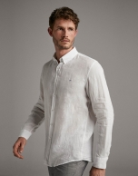 Camisa sport regular fit lino blanco