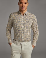 Yellow floral print sport shirt