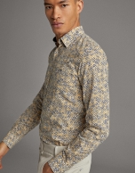 Yellow floral print sport shirt