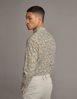 Yellow floral print sport shirt