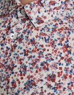 Dark red/blue floral print sport shirt