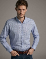 Camisa sport estampado flores azules